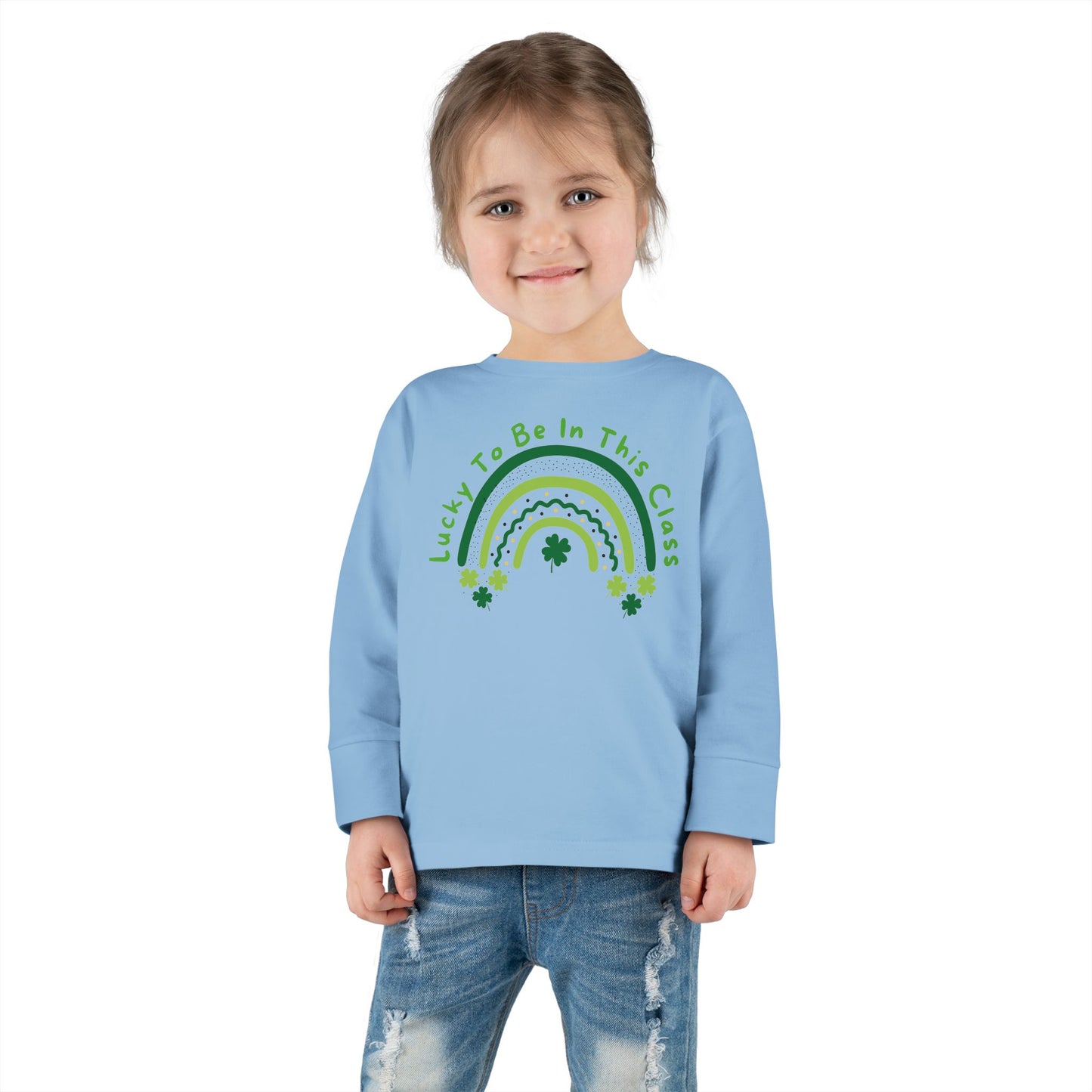 Toddler Long Sleeve Tee, Lucky to be in this class, green rainbow, st patrick's day, Kids St. Paddy's Day Shirt, Irish Pride Child Top,