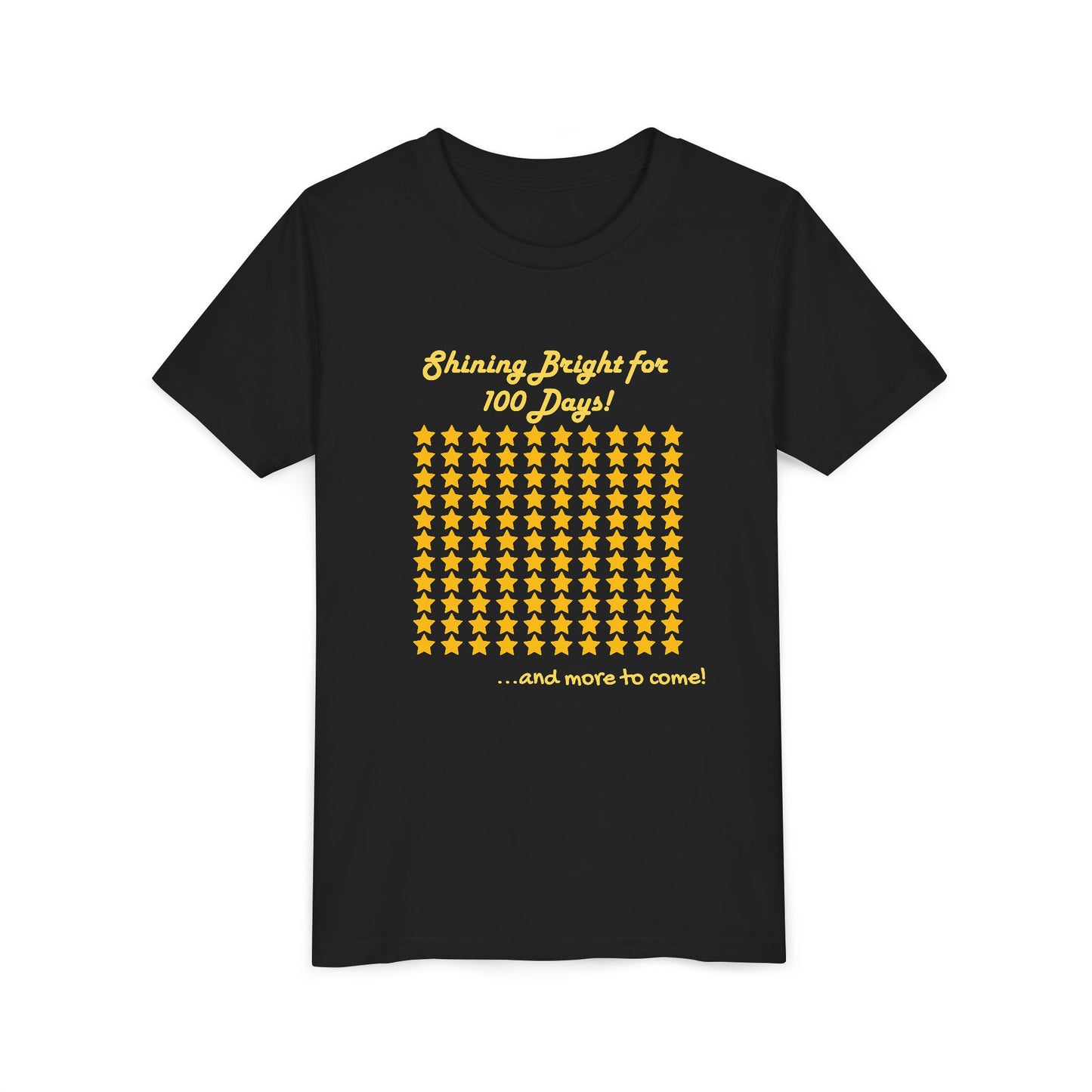 Youth Tee, Shinning Bright for 100 Days, and more to come, Kids Tshirt, Children Shirt, Star Design, Positive Vibes, Youth Clothing