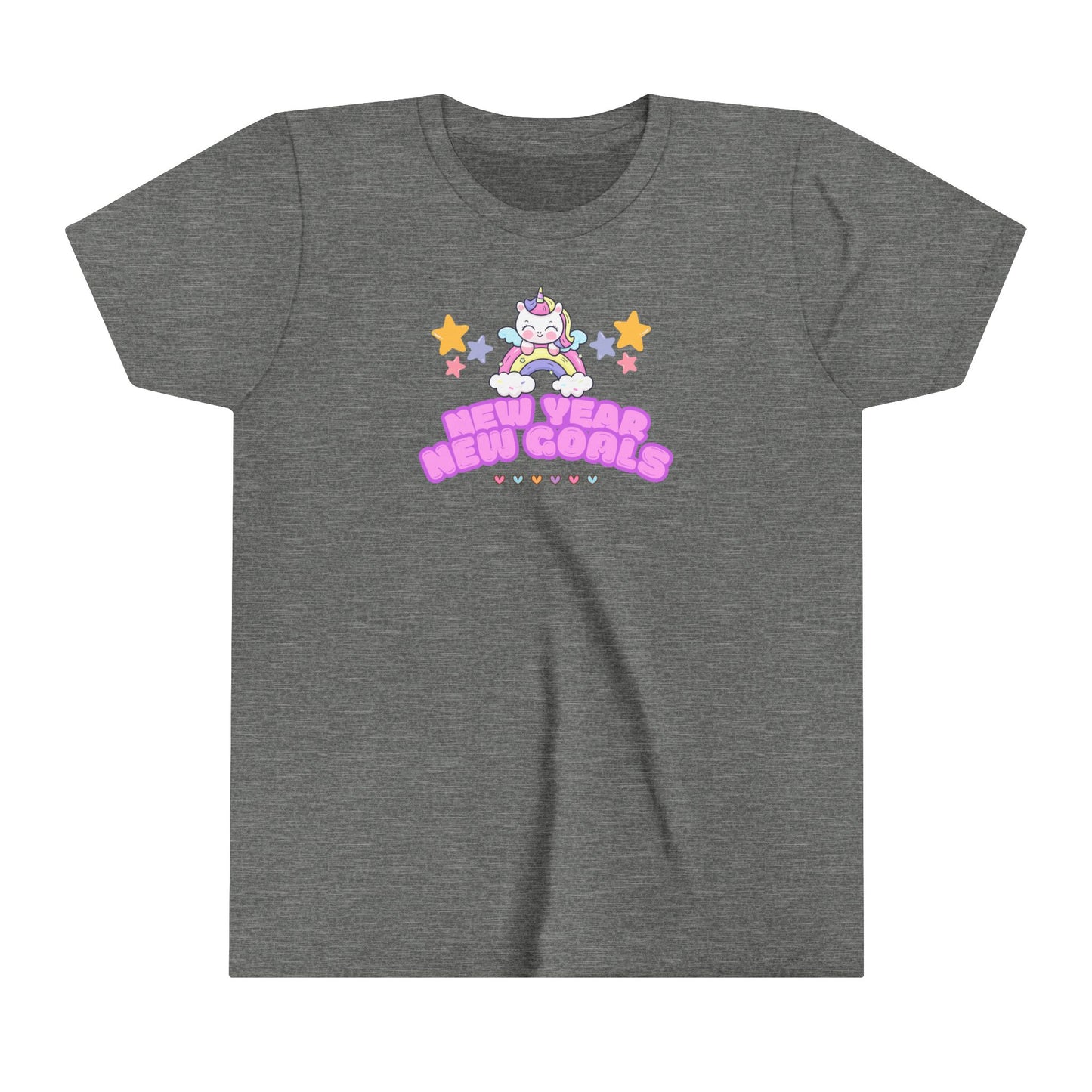 Kawaii Youth Tee - New Year, New Goals - Kids T-Shirt, Cute Children's Shirt, Short Sleeve Top, Holiday Gift, Graphic Tee