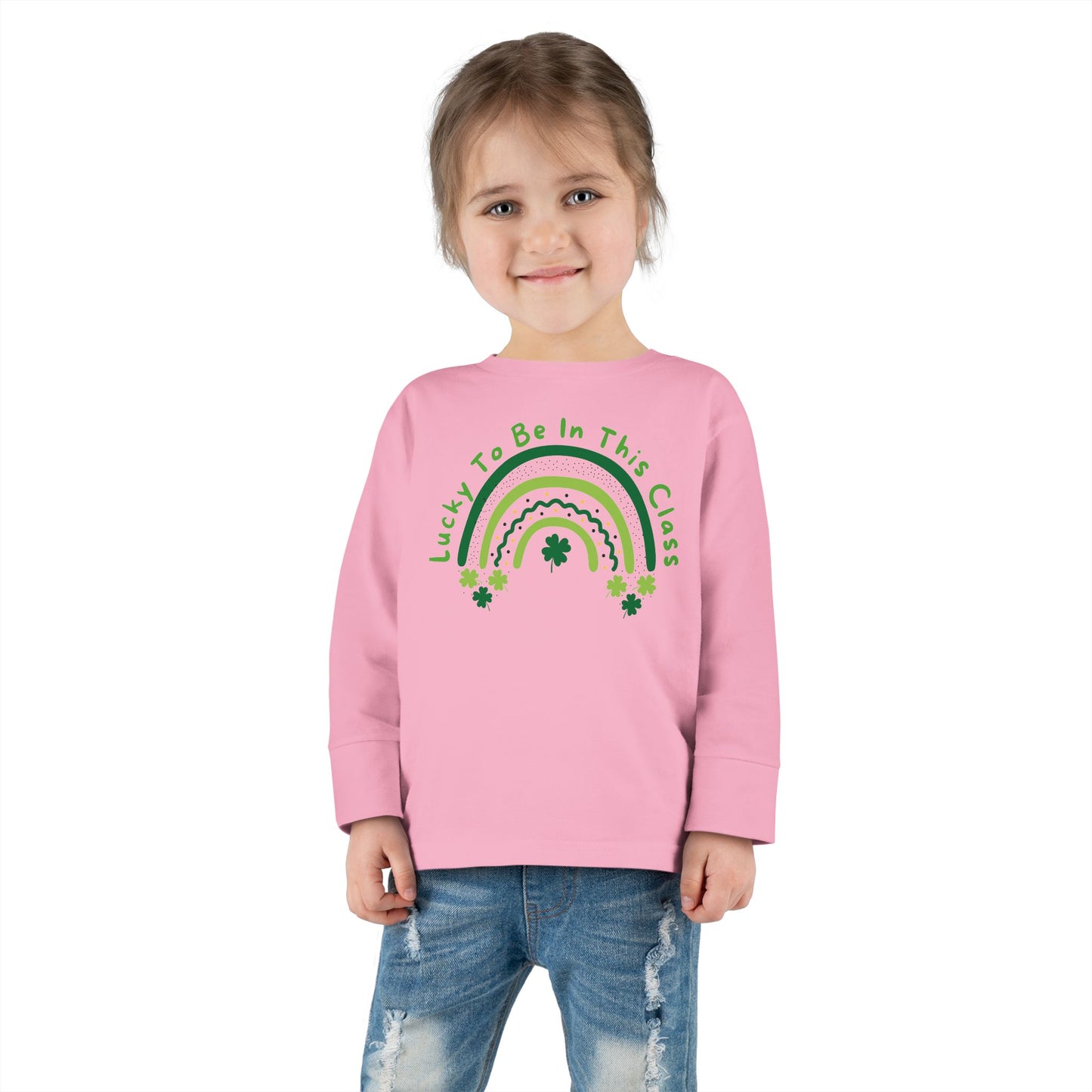 Toddler Long Sleeve Tee, Lucky to be in this class, green rainbow, st patrick's day, Kids St. Paddy's Day Shirt, Irish Pride Child Top,