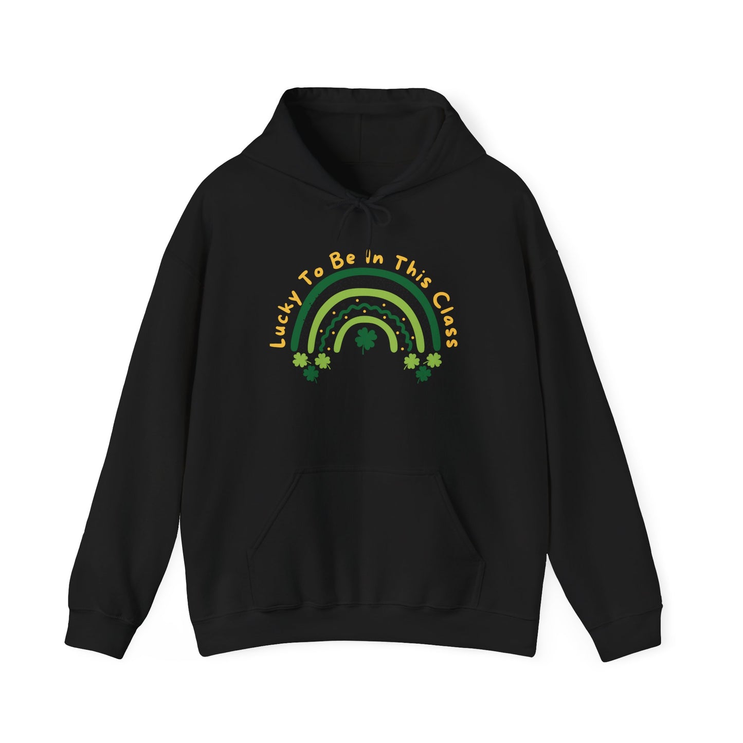 Personalized Lucky to be in this class Hoodie, Green Rainbow, School Hooded Sweatshirt, Customizable Teacher Gift, Grateful School Apparel,