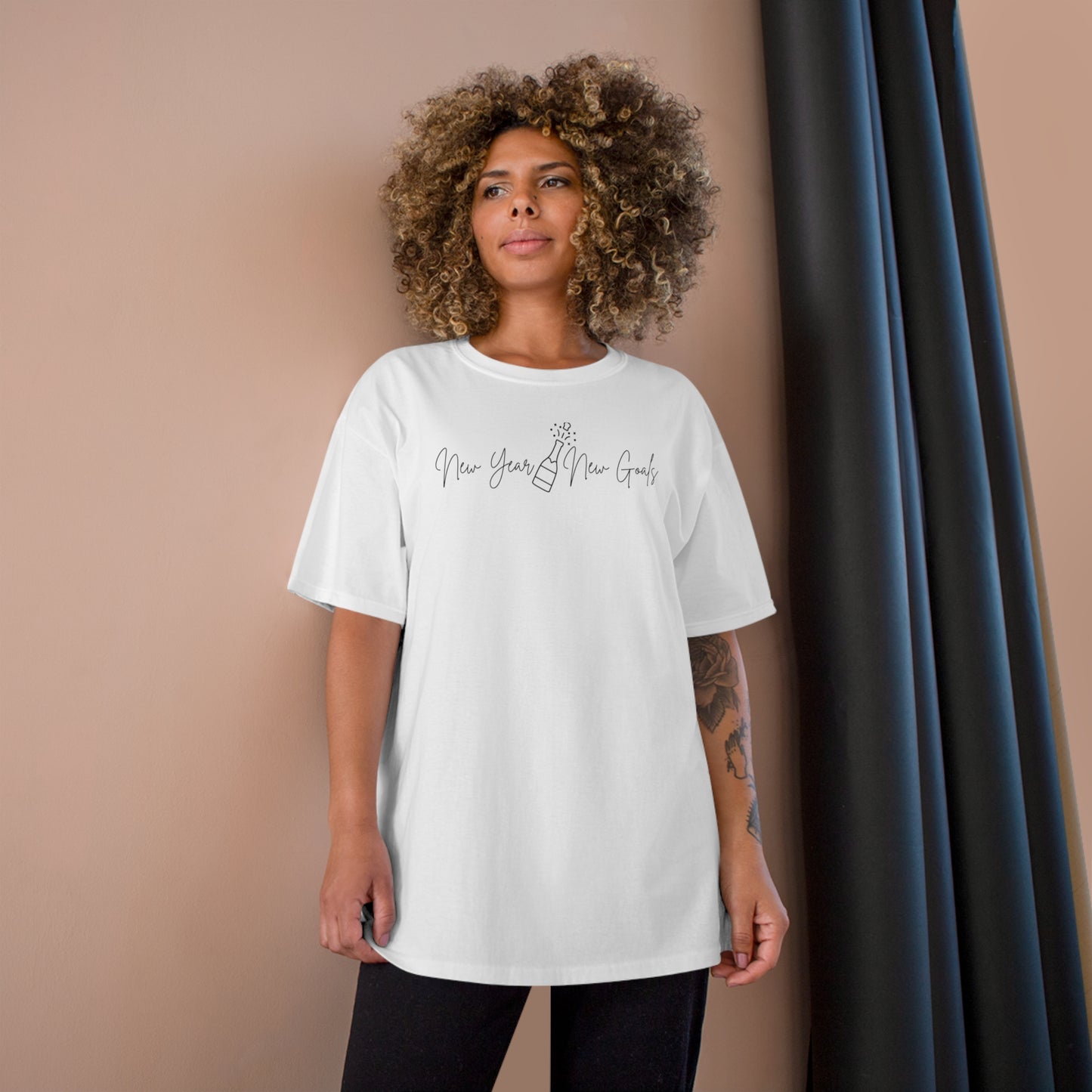 Champion T-Shirt, New Year, New Goals design, Champagne Bottle popped, Motivational Tee, Inspirational Shirt, Fitness Apparel, Workout Top,