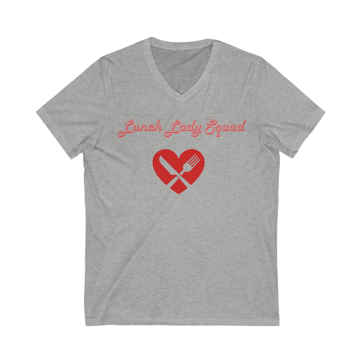 "Lunch Lady Squad" red, Unisex Jersey Short Sleeve V-Neck Tee