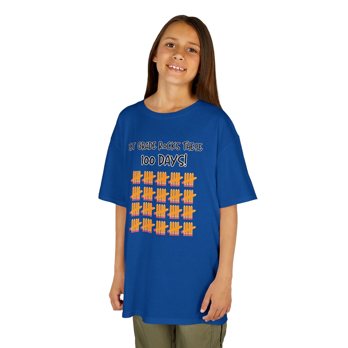Kids Tee, 1st Grade Rocks 100 Days, Personalizable, Pencil Tally Marks, Back to School Shirt, School Tee, Children's Clothing