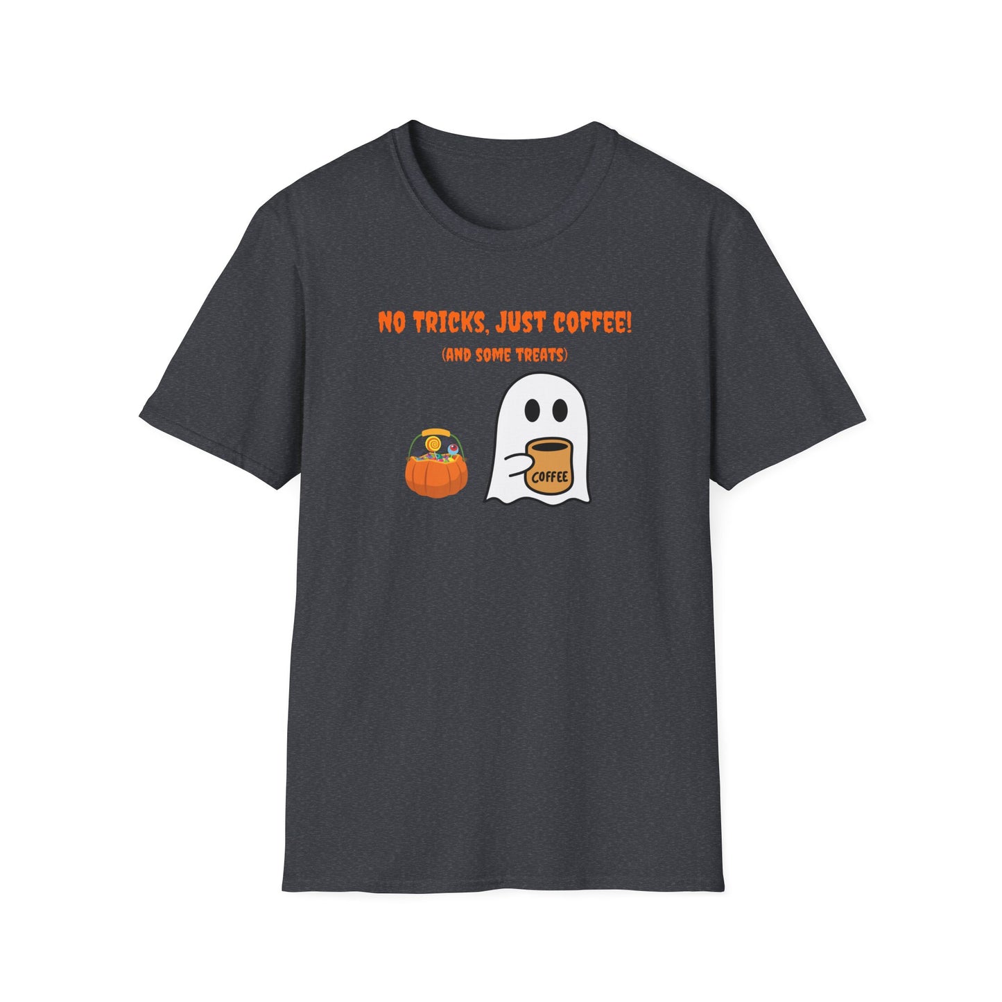 "No Tricks, Just Coffee (and some treats) Unisex Softstyle T-Shirt