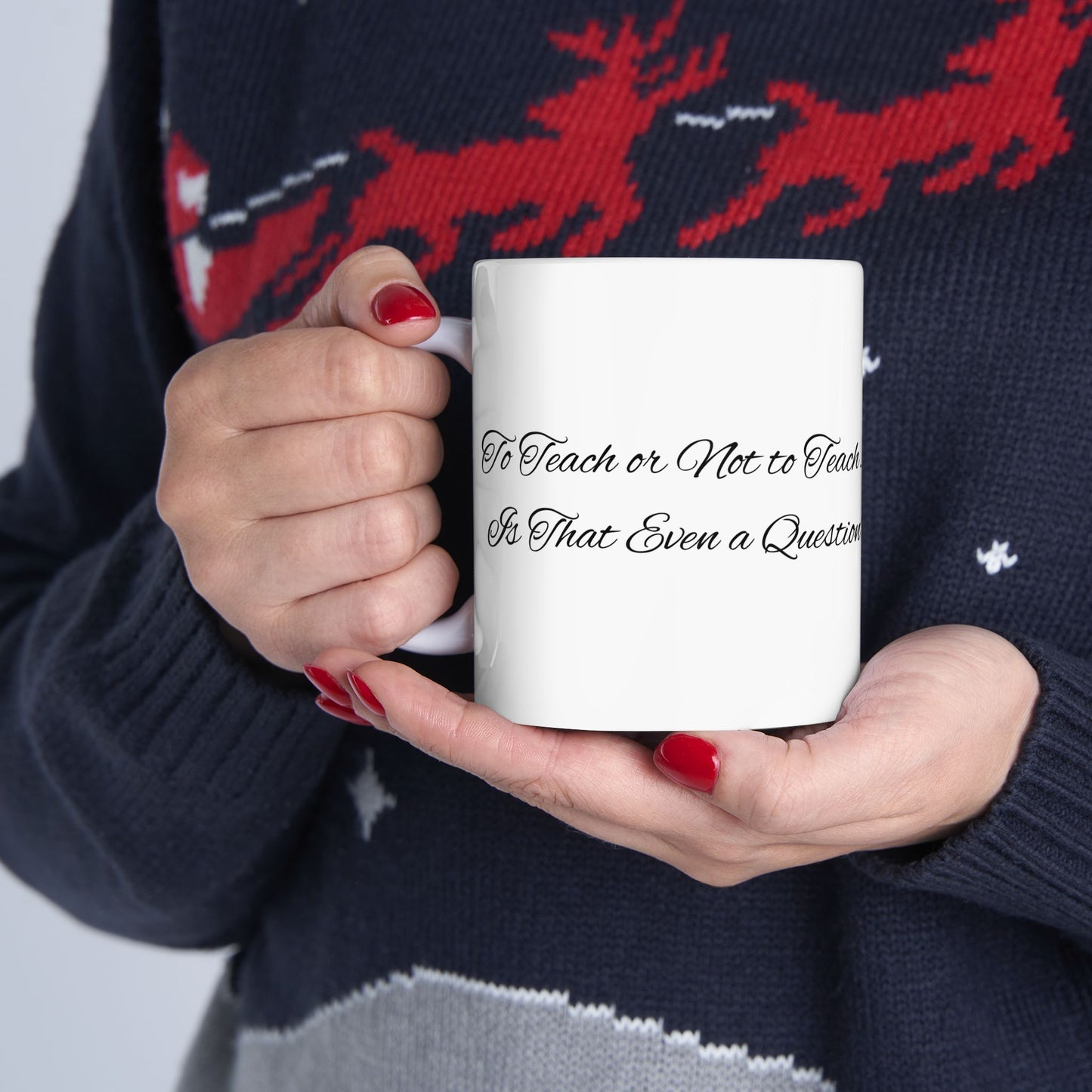 Teacher Gift Coffee Mug, "To Teach or not to Teach, Is that even a Question?", Minimalist Design, Quill and Ink Bottle, 11oz 15oz Cup, Funny