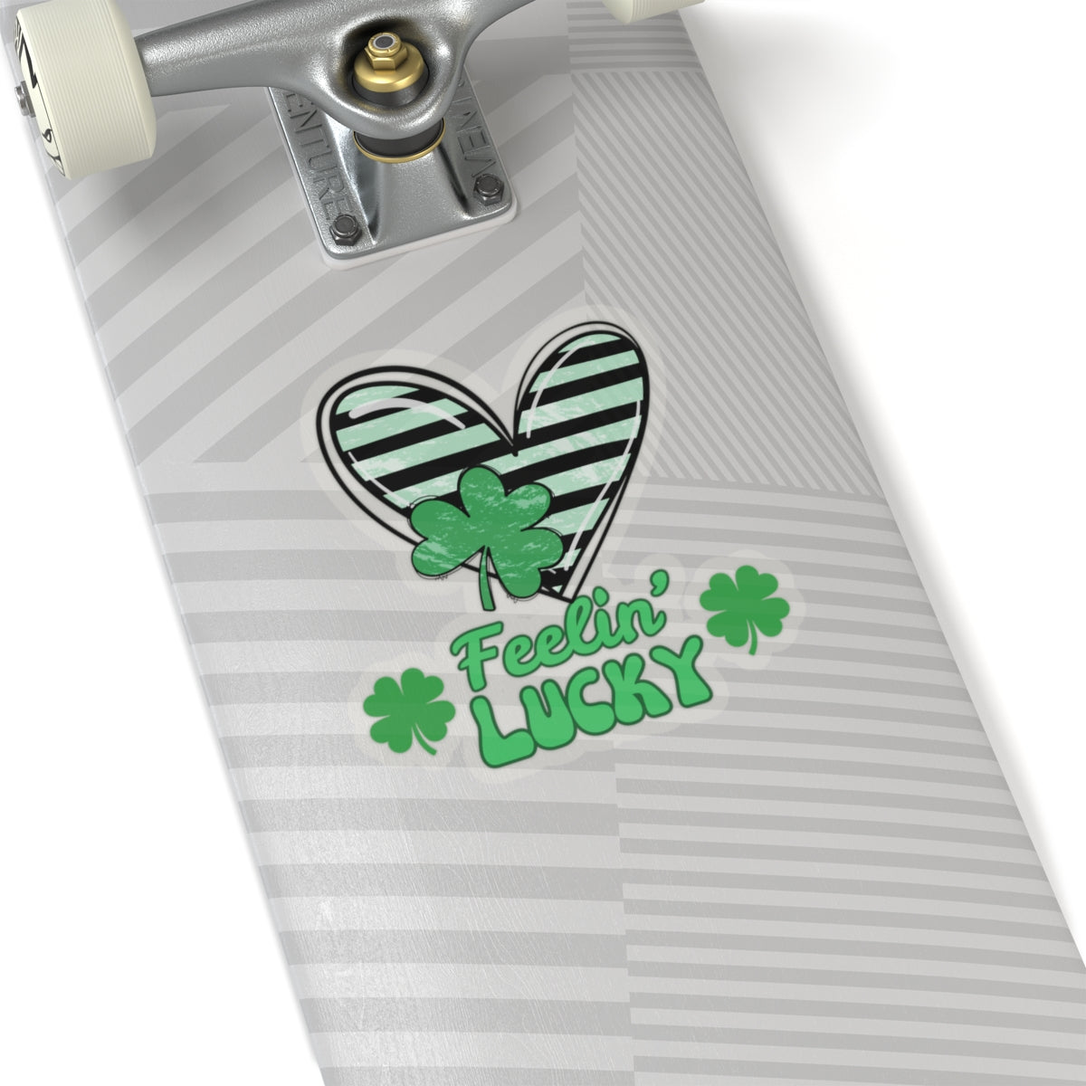 Kiss-Cut Stickers, Feeling Lucky with green striped heart - Fun Shamrock Sticker, St. Patrick's Day Decal, Good Luck Gift, Irish Vibes