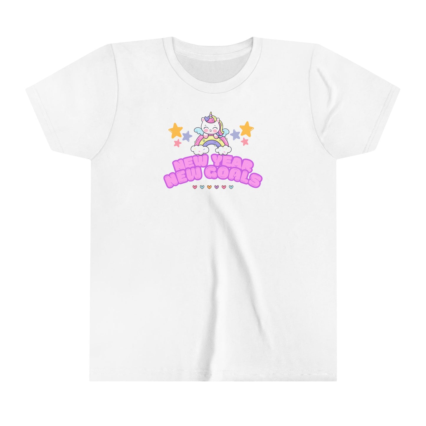 Kawaii Youth Tee - New Year, New Goals - Kids T-Shirt, Cute Children's Shirt, Short Sleeve Top, Holiday Gift, Graphic Tee