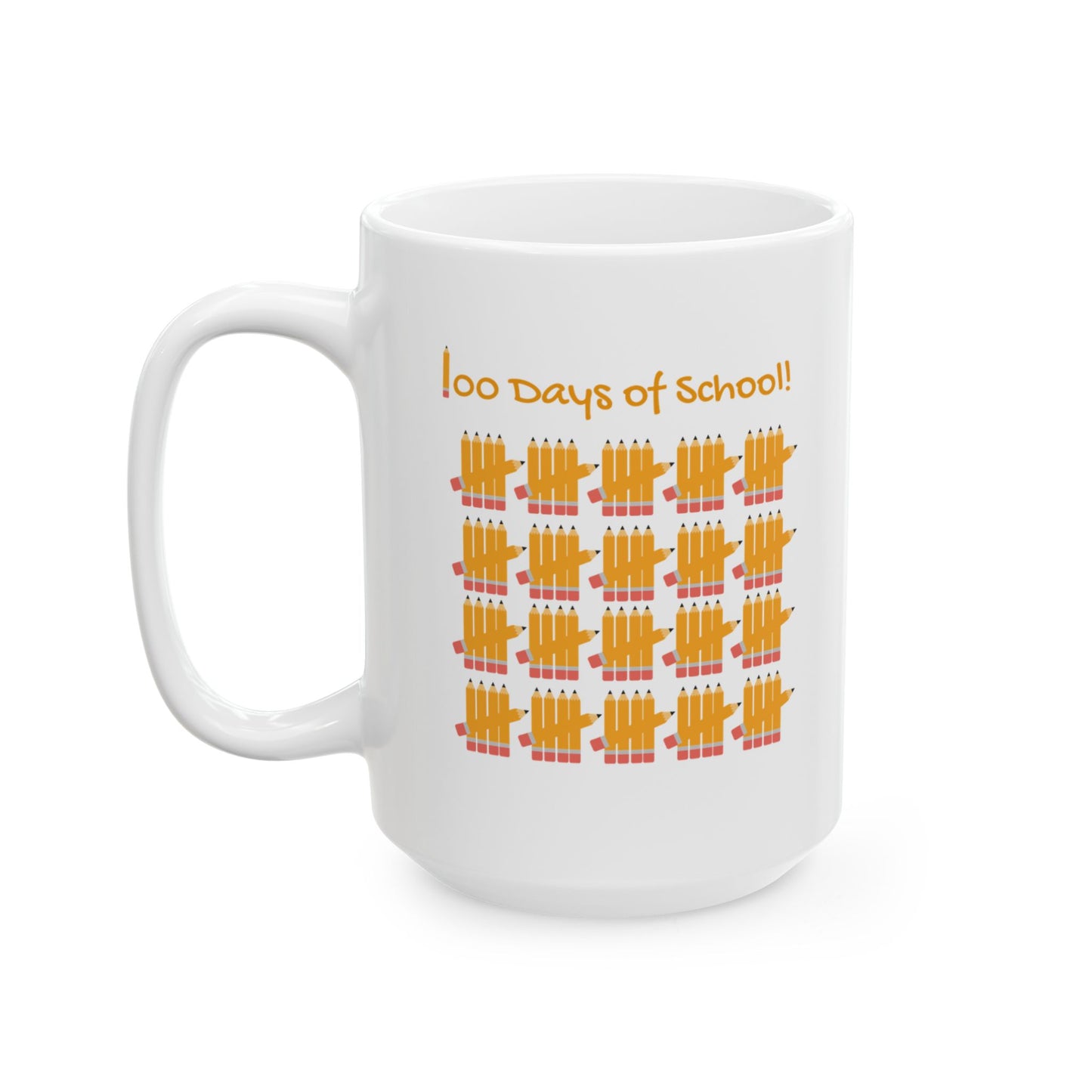 Teacher Gift Ceramic Mug, 100 Days of School Pencils Tally Marks, Countdown to Summer, Funny School Teacher Mug, School Year End Gift,
