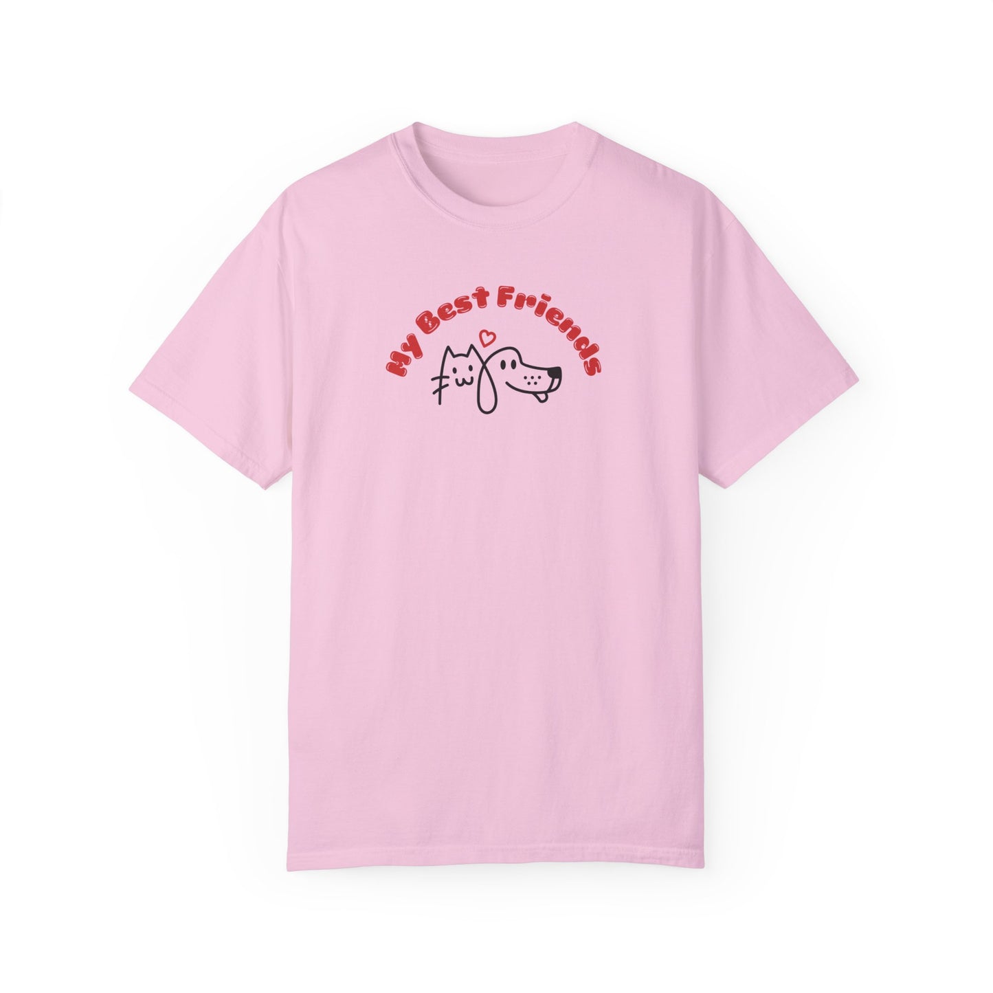 "My Best Friends" A Dog And Cat, Unisex Garment-Dyed T-shirt