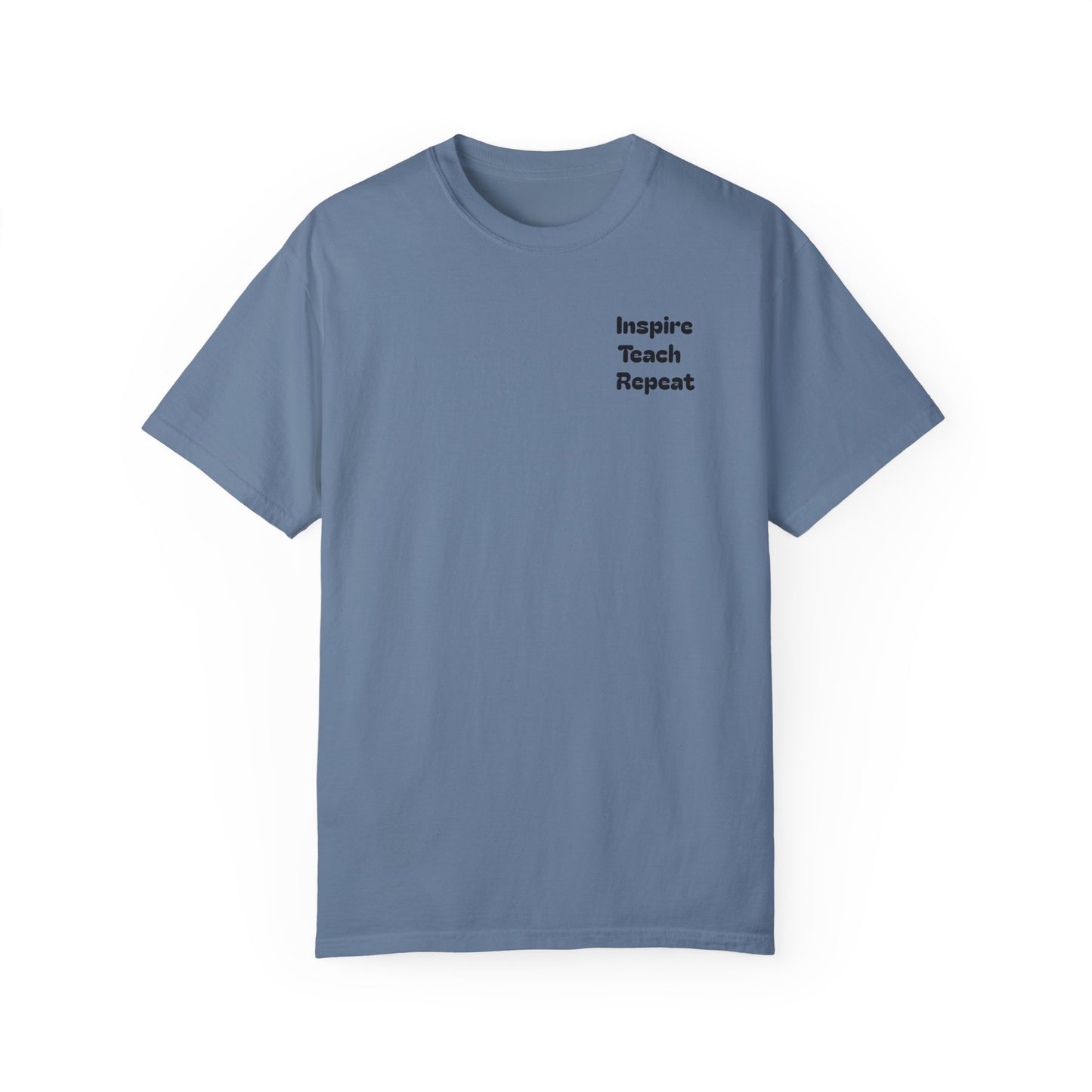 Garment-Dyed T-shirt with 'Inspire, Teach, Repeat' Typography