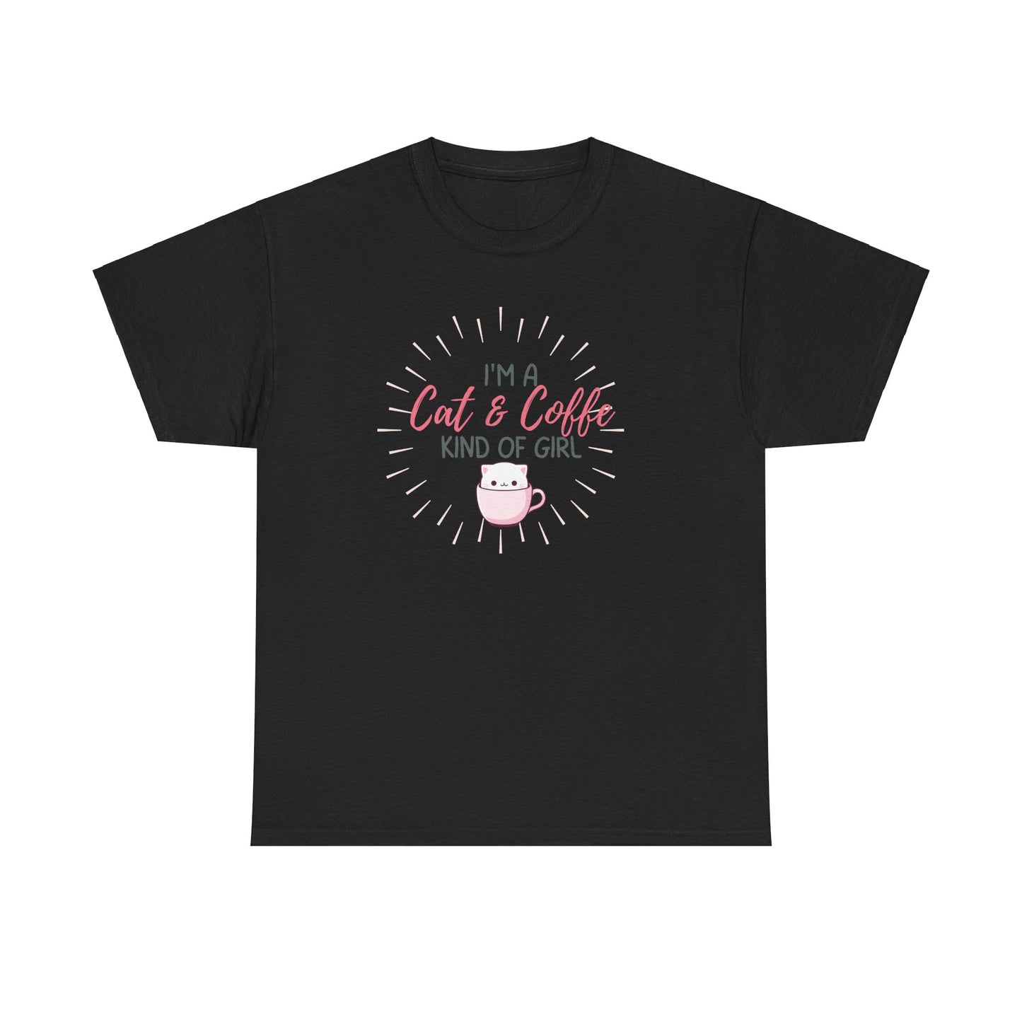 "I'm A Cat & Coffee Kind Of A Girl" Unisex Heavy Cotton Tee