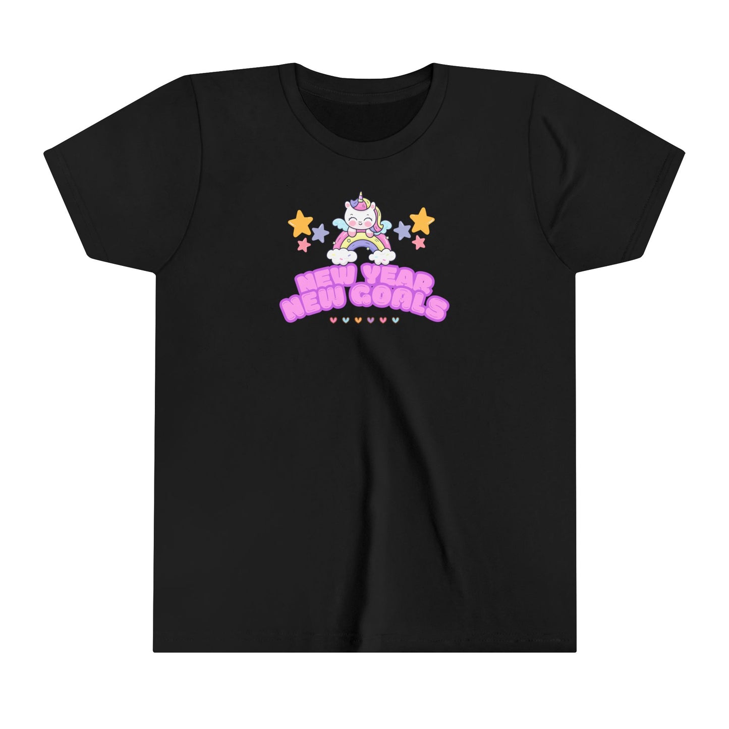 Kawaii Youth Tee - New Year, New Goals - Kids T-Shirt, Cute Children's Shirt, Short Sleeve Top, Holiday Gift, Graphic Tee
