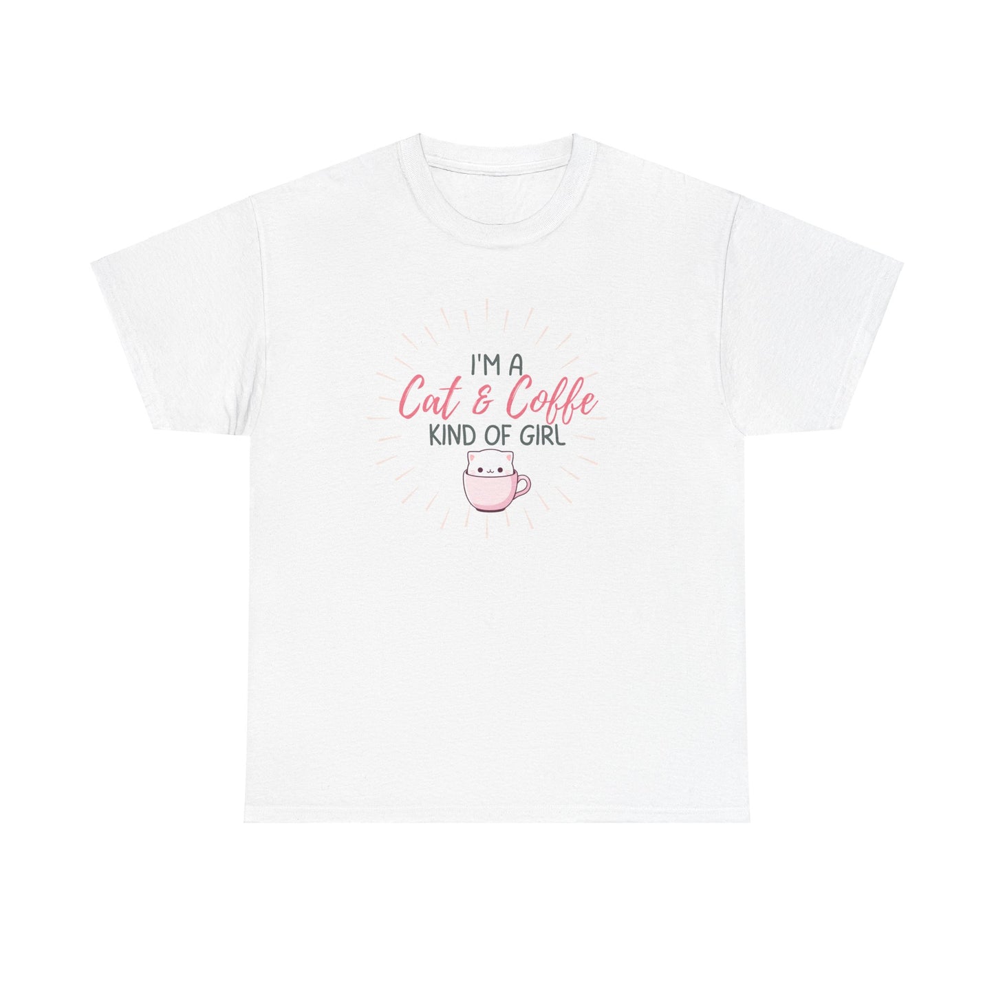 "I'm A Cat & Coffee Kind Of A Girl" Unisex Heavy Cotton Tee