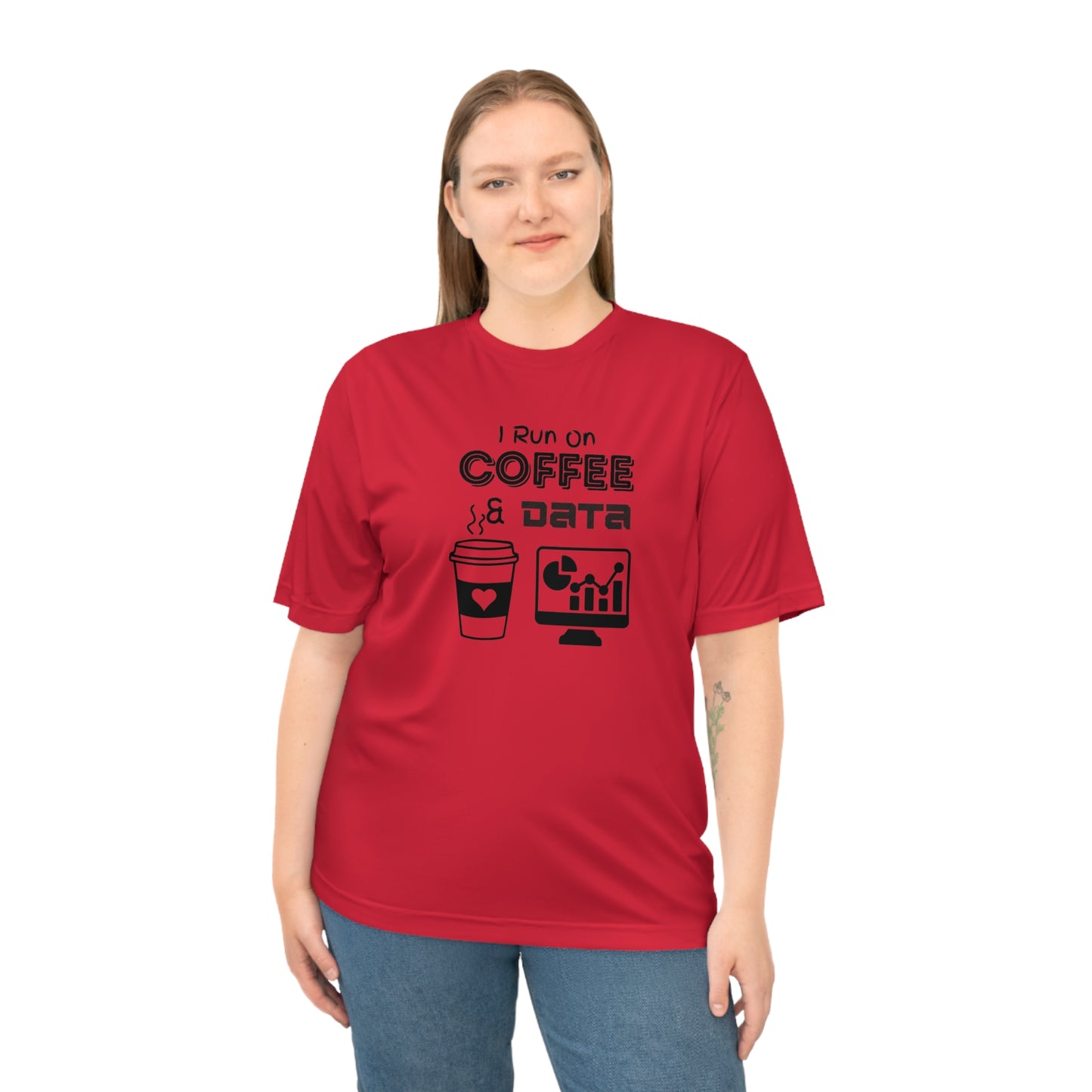"I Run On Coffee And Data" Unisex Zone Performance T-shirt