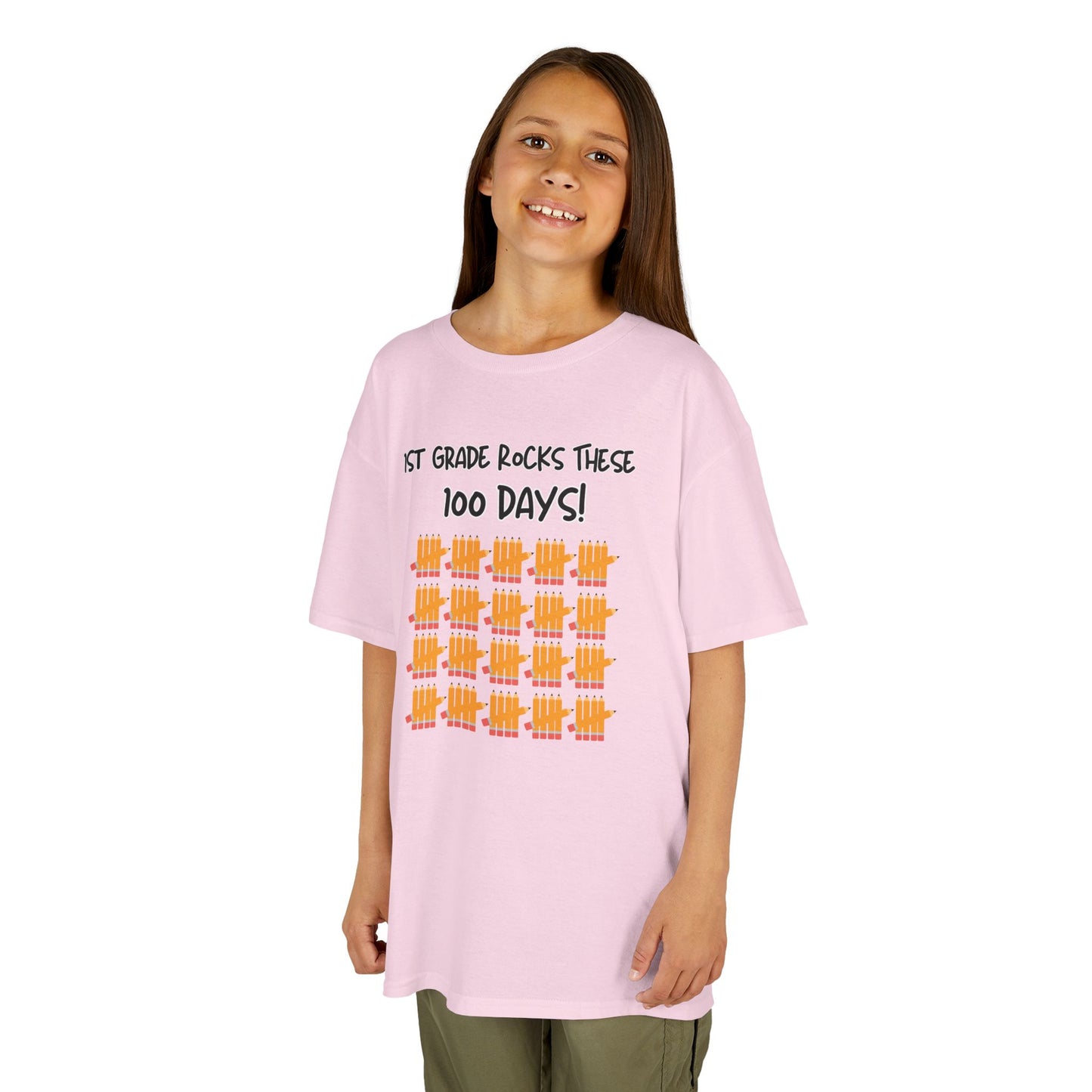Kids Tee, 1st Grade Rocks 100 Days, Personalizable, Pencil Tally Marks, Back to School Shirt, School Tee, Children's Clothing