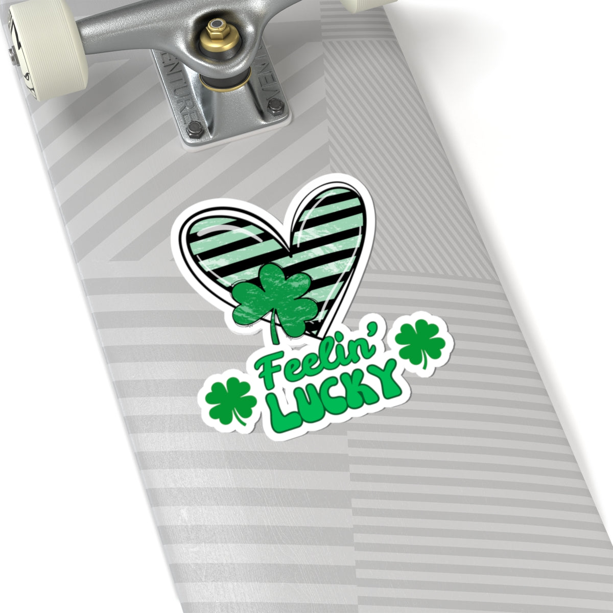 Kiss-Cut Stickers, Feeling Lucky with green striped heart - Fun Shamrock Sticker, St. Patrick's Day Decal, Good Luck Gift, Irish Vibes