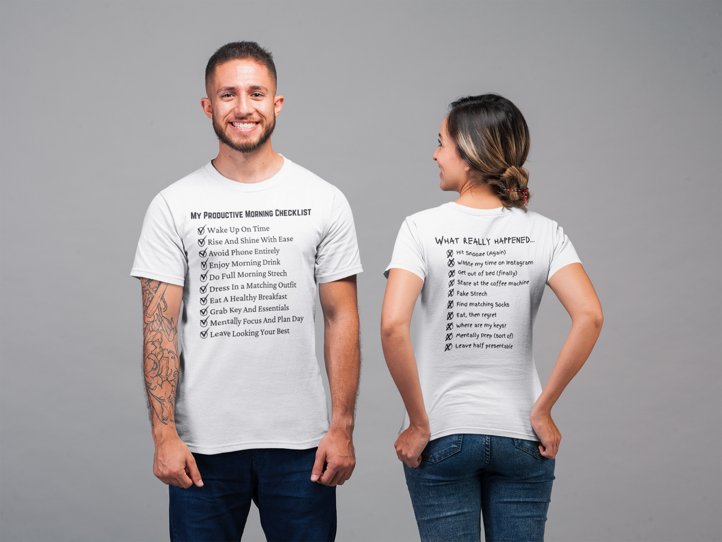 "My Ideal And Actual Morning Checklist" Unisex Garment-Dyed T-shirt