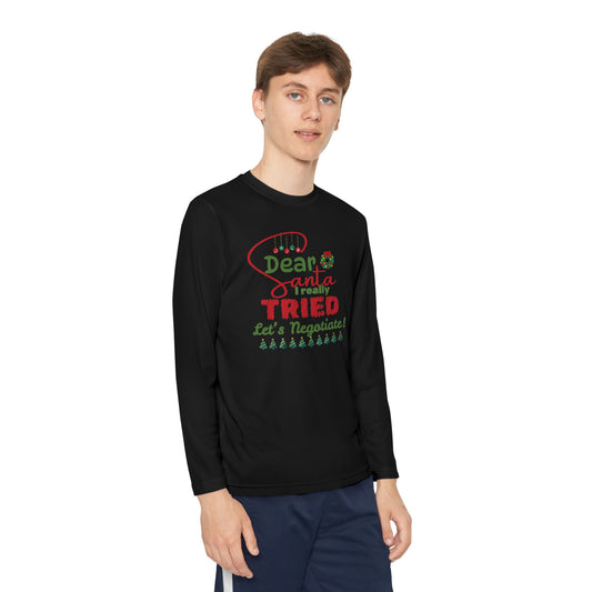 Christmas Youth Long Sleeve Tee, Dear Santa I Really Tried Funny Holiday Shirt, Kids Negotiation Gift, Santa Claus Letter, Holiday Apparel,