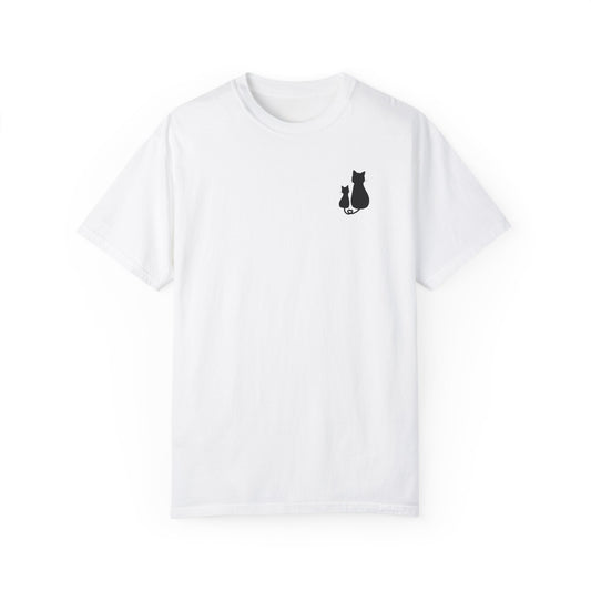 "Black Mommy Cat And Kitten" Unisex Garment-Dyed T-shirt