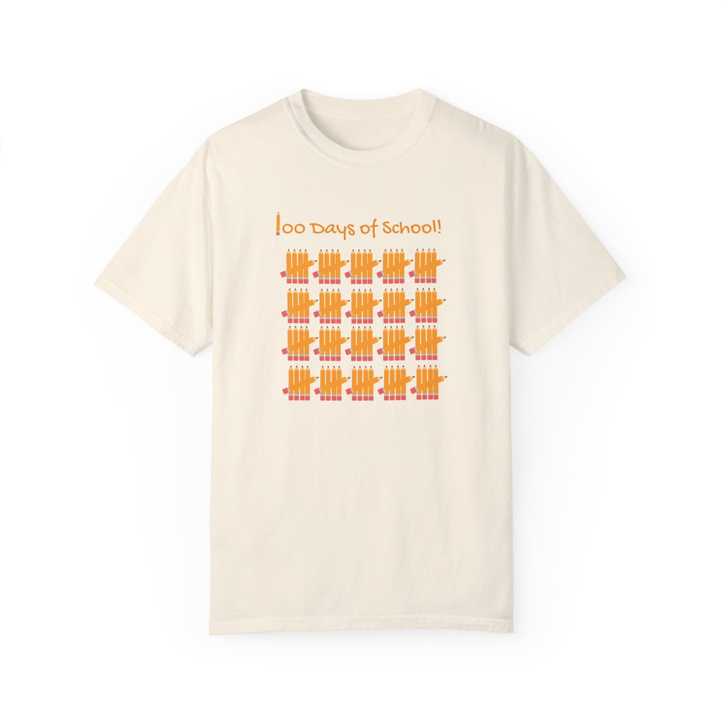 100 Days of School Unisex Garment-Dyed T-shirt, Pencil Tally Marks, Countdown to Summer, Teacher Gift, Student Shirt