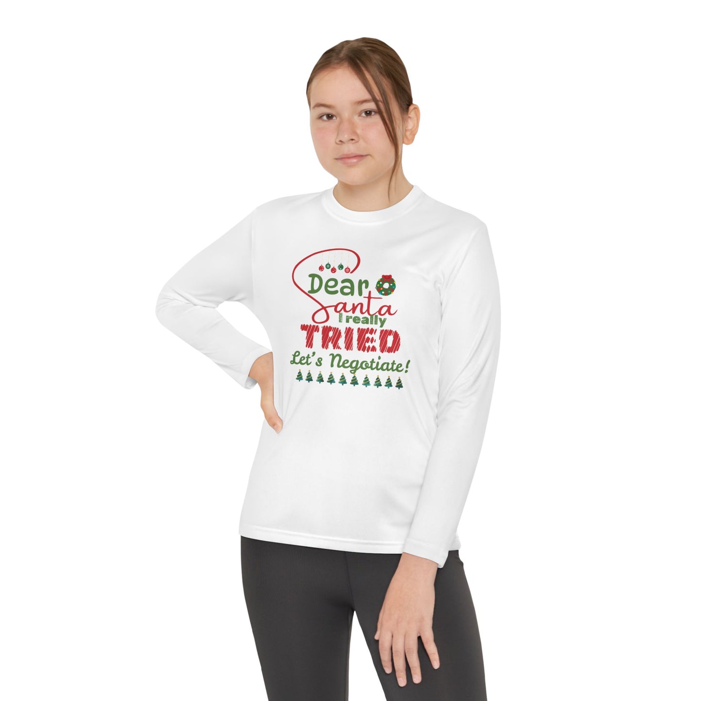 Christmas Youth Long Sleeve Tee, Dear Santa I Really Tried Funny Holiday Shirt, Kids Negotiation Gift, Santa Claus Letter, Holiday Apparel,