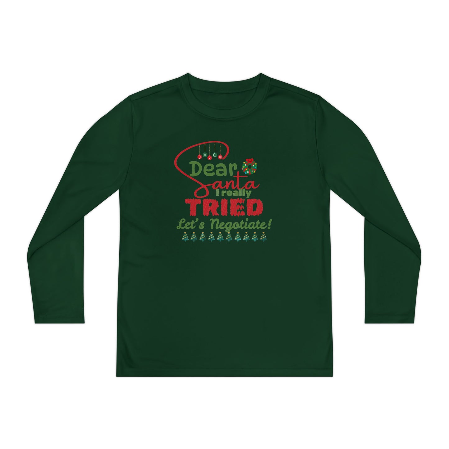 Christmas Youth Long Sleeve Tee, Dear Santa I Really Tried Funny Holiday Shirt, Kids Negotiation Gift, Santa Claus Letter, Holiday Apparel,