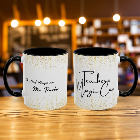 Coffee Mug "Teacher's Magic Cup" Gold Dust, Personalizable