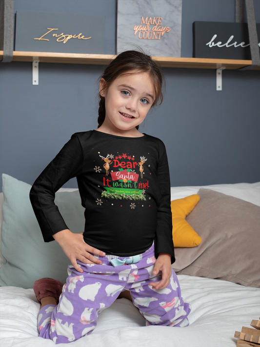 Christmas Funny Youth Long Sleeve Tee, Dear Santa, Reindeer Saw Nothing, Holiday Kids Shirt, Long Sleeve Christmas Tee, Funny Christmas Tee
