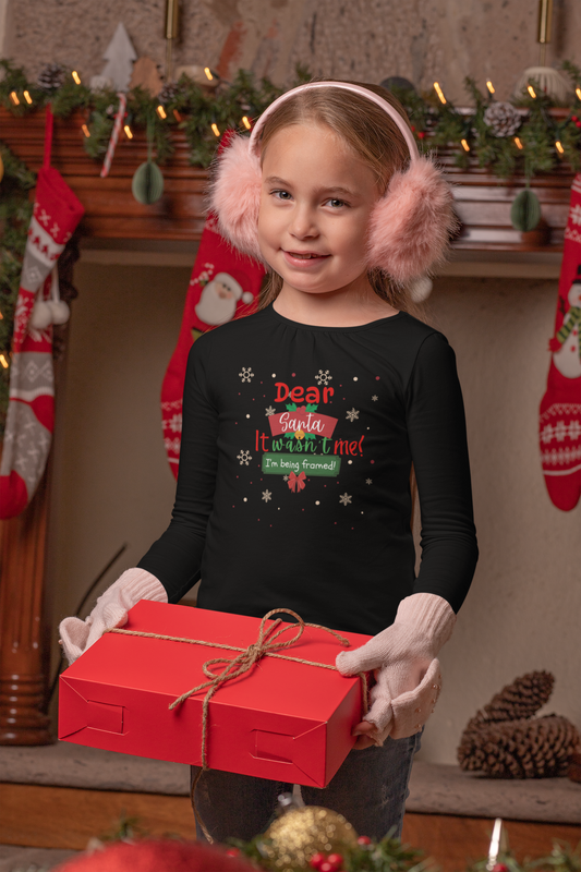Christmas Long Sleeve Tee, Funny Santa Quote Shirt, Holiday Humor Apparel, Kids Xmas Gift Top, Festive Youth Tee, Long-Sleeve
