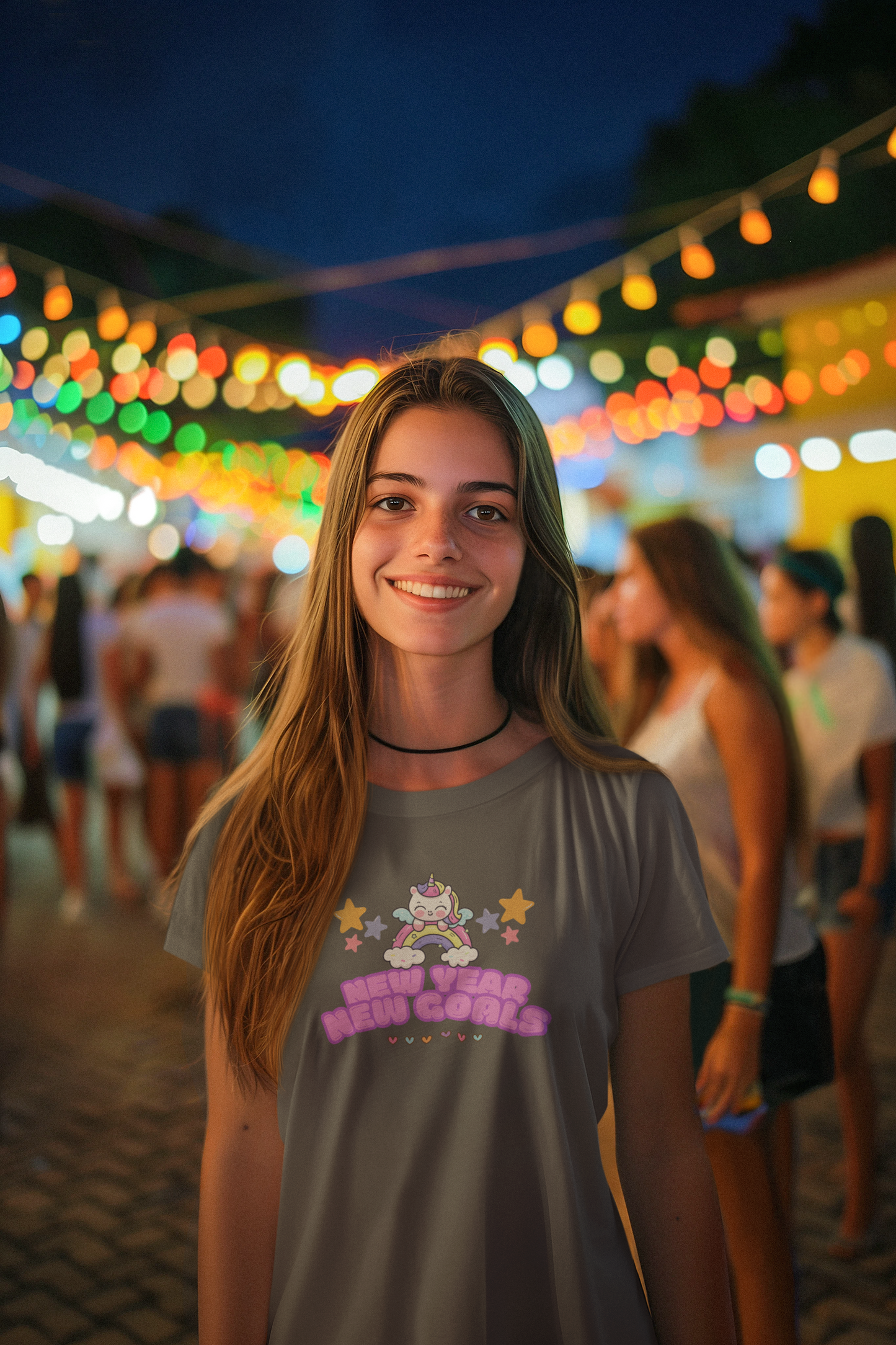 Kawaii Youth Tee - New Year, New Goals - Kids T-Shirt, Cute Children's Shirt, Short Sleeve Top, Holiday Gift, Graphic Tee