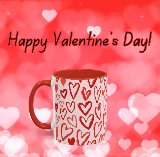 Coffee Mug Valentine's Day Hearts All Over Print 11, 15oz