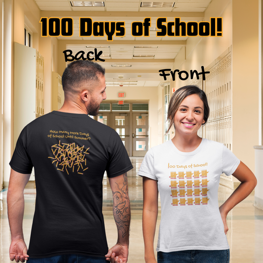 100 Days of School Unisex Garment-Dyed T-shirt, Pencil Tally Marks, Countdown to Summer, Teacher Gift, Student Shirt