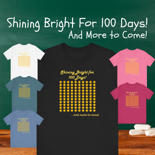 100 Stars Unisex T-Shirt, 100 Days of Shining Bright, Trendy Tee for All Ages, Celestial Shirt, Galaxy Top, Astronomy Apparel
