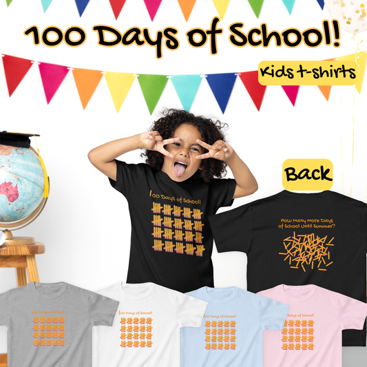 Kids Tee, 100 Days of School & How Many More Days Until Summer Pencils T-Shirt, Back to School, Teacher Gift, School Shirt, Elementary