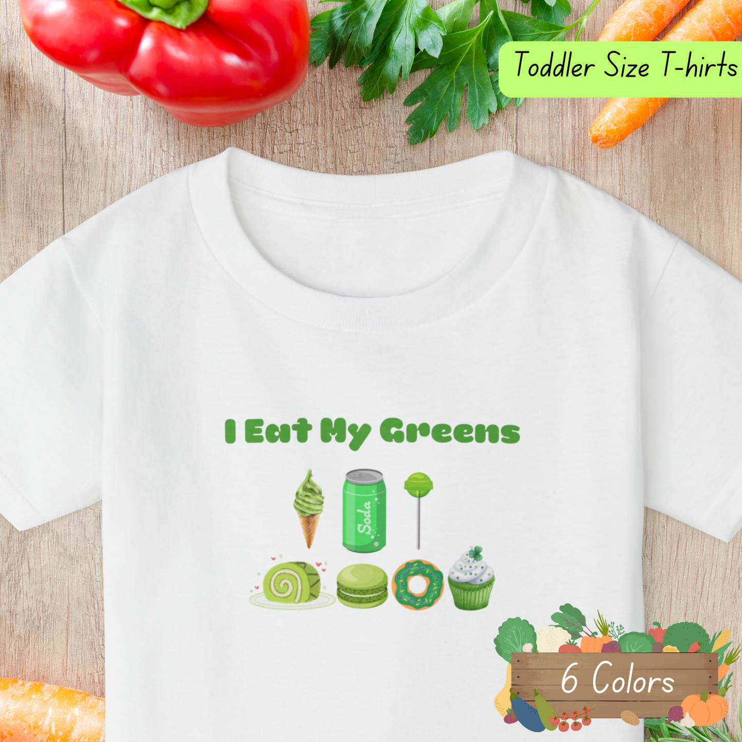 Cute Toddler T-Shirt with 'I Eat My Greens' Design, Fun Kids Apparel, Healthy Living Gift, Summer Wear, Playdate Outfit