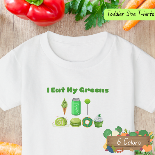 Cute Toddler T-Shirt with 'I Eat My Greens' Design, Fun Kids Apparel, Healthy Living Gift, Summer Wear, Playdate Outfit