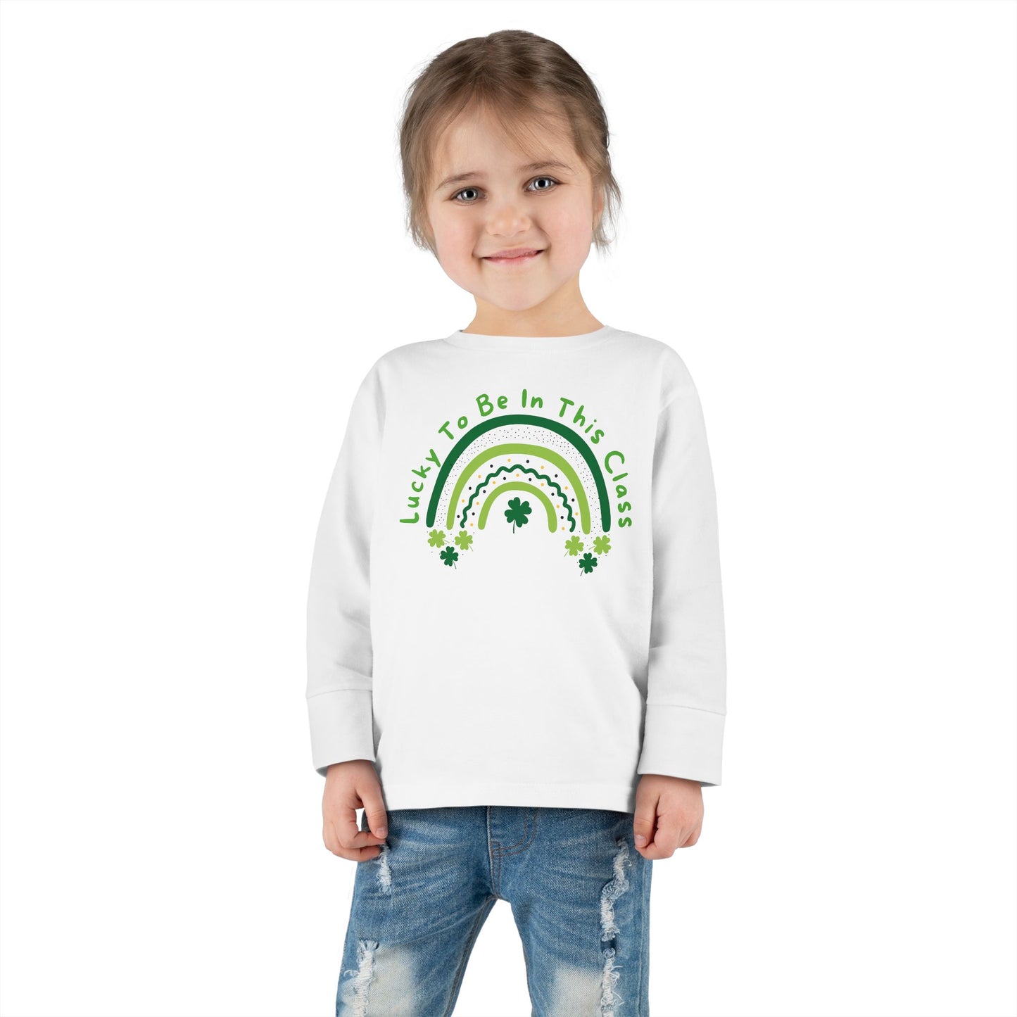 Toddler Long Sleeve Tee, Lucky to be in this class, green rainbow, st patrick's day, Kids St. Paddy's Day Shirt, Irish Pride Child Top,