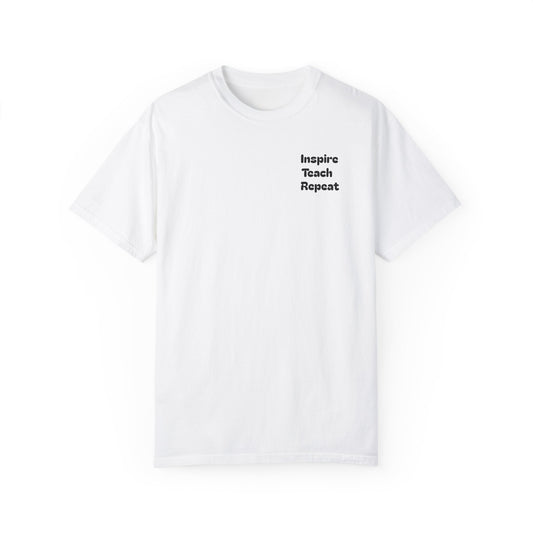 Garment-Dyed T-shirt with 'Inspire, Teach, Repeat' Typography