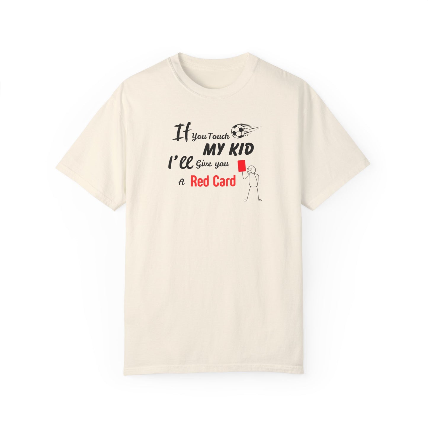 Funny Soccer Mom/Dad Unisex Garment-Dyed T-shirt, Customizable Number and Name, Red Card Design, Gift for Sports Parents, Soccer Fan Tee,