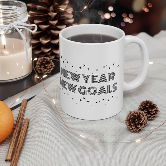 Mug - "New Year, New Goals"; minimalist Ceramic Mug (11oz, 15oz)