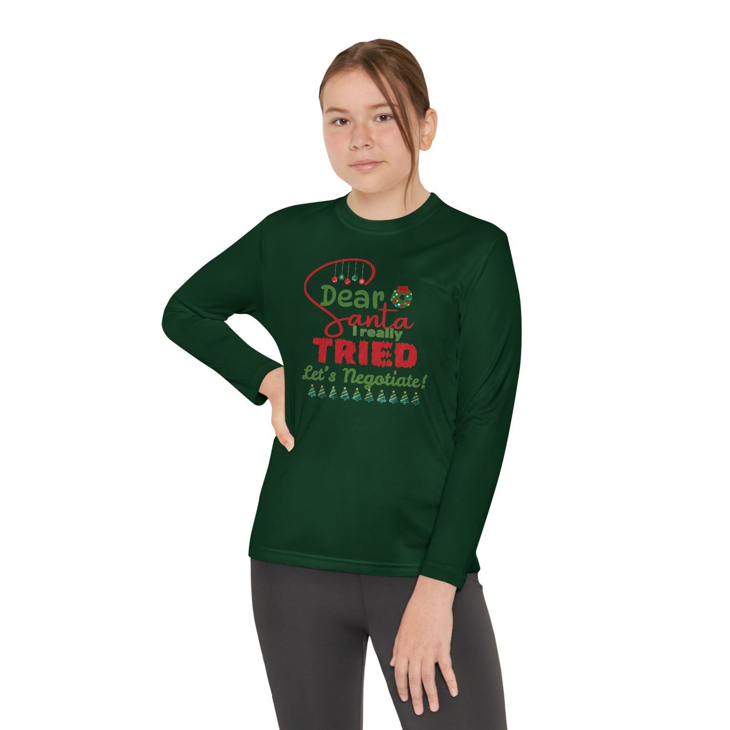 Christmas Youth Long Sleeve Tee, Dear Santa I Really Tried Funny Holiday Shirt, Kids Negotiation Gift, Santa Claus Letter, Holiday Apparel,