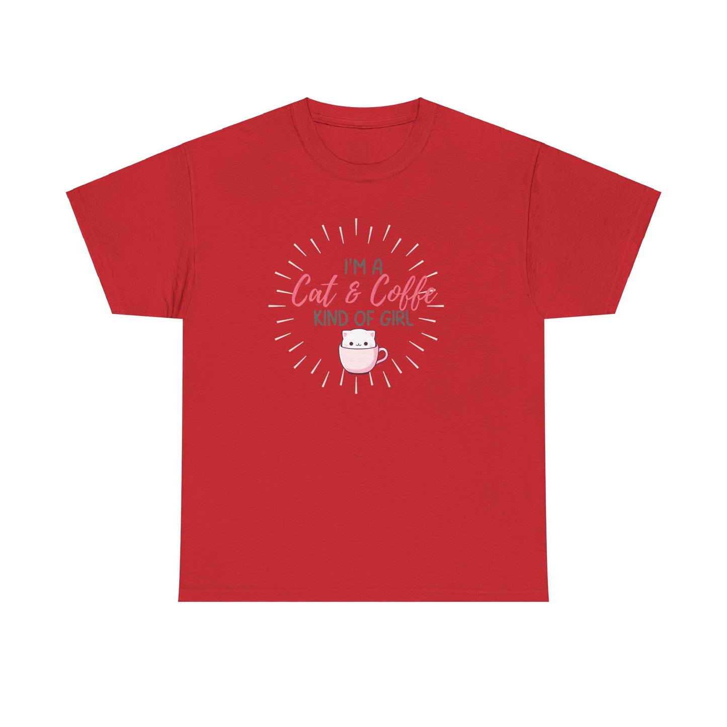 "I'm A Cat & Coffee Kind Of A Girl" Unisex Heavy Cotton Tee