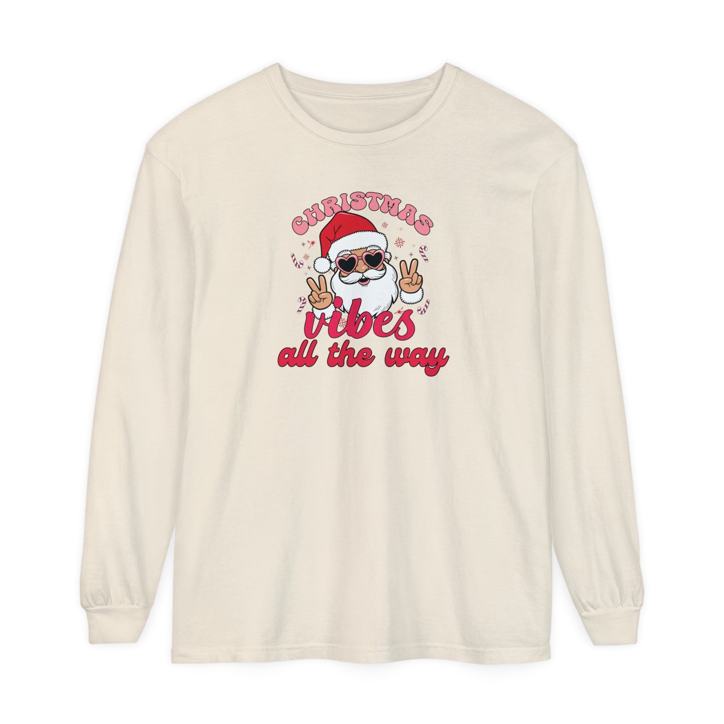 Christmas Vibes Unisex Long Sleeve T-Shirt, Holiday Season Tee, Festive Christmas Shirt, Xmas Spirit Top, Seasonal Long Sleeve Shirt