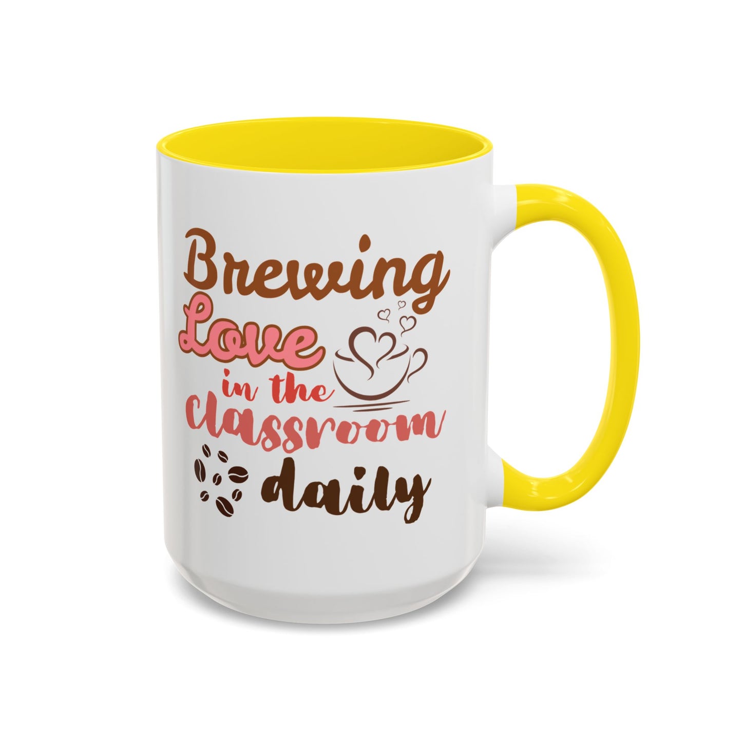 Coffee Mug, Brewing Love in the Classroom Daily, Valentine's Day Cute Personalizable Gift, Teacher Appreciation, 11 15oz Ceramic Cup