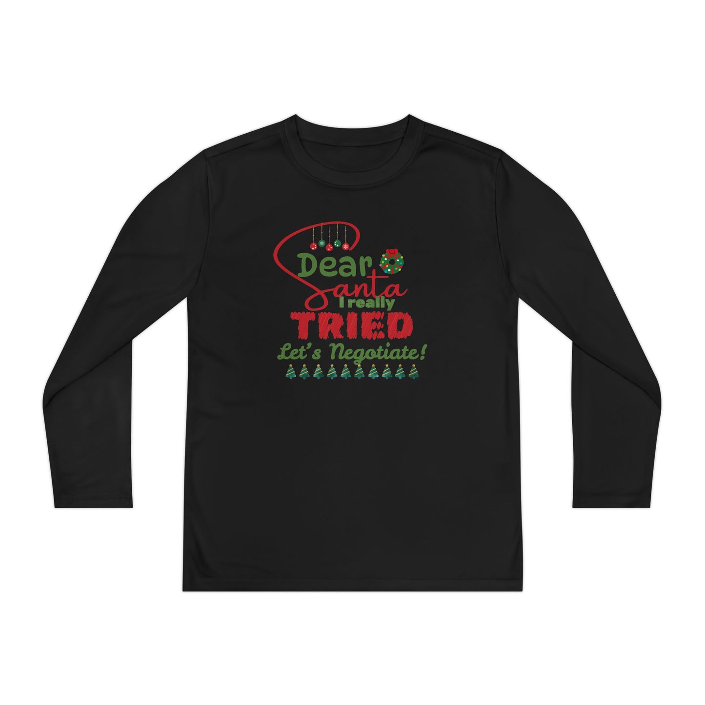 Christmas Youth Long Sleeve Tee, Dear Santa I Really Tried Funny Holiday Shirt, Kids Negotiation Gift, Santa Claus Letter, Holiday Apparel,