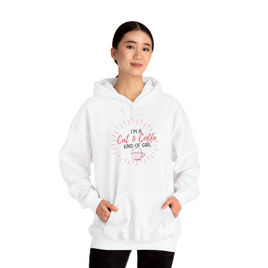 “I’m a Cat & Coffee Kind Of Girl” Unisex Heavy Blend™ Hooded Sweatshirt
