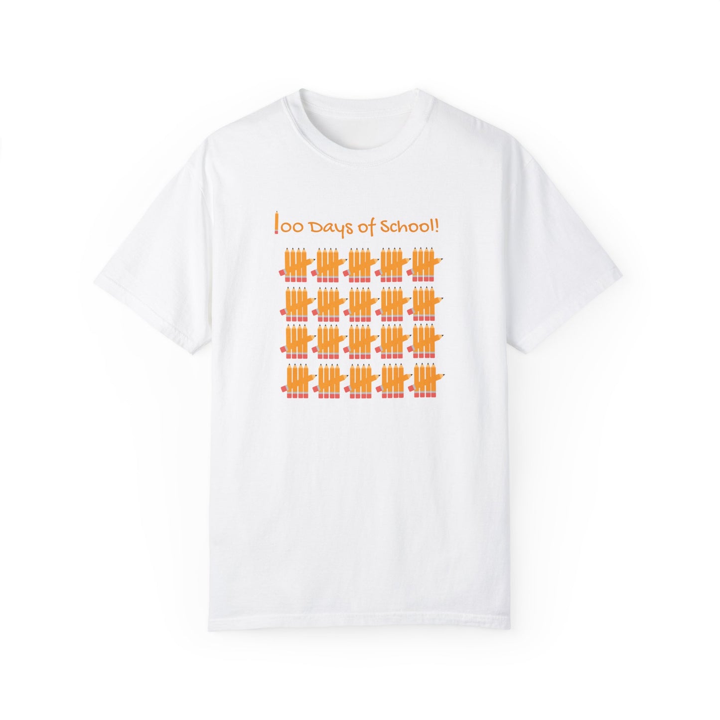 100 Days of School Unisex Garment-Dyed T-shirt, Pencil Tally Marks, Countdown to Summer, Teacher Gift, Student Shirt