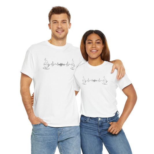 "Coffee With Pulse Sign" Unisex Heavy Cotton Tee