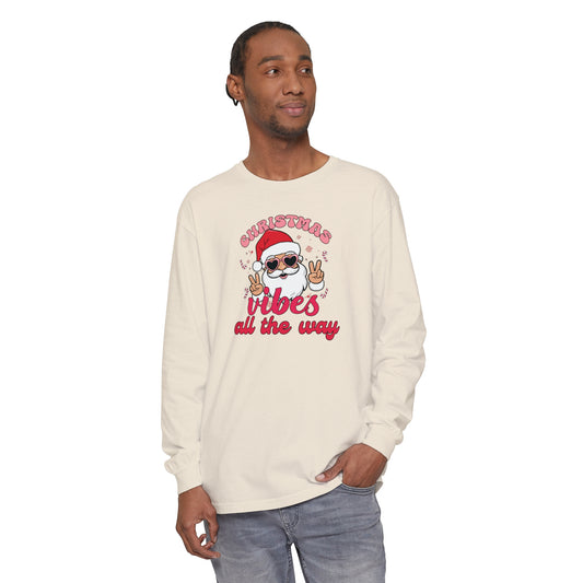 Christmas Vibes Unisex Long Sleeve T-Shirt, Holiday Season Tee, Festive Christmas Shirt, Xmas Spirit Top, Seasonal Long Sleeve Shirt